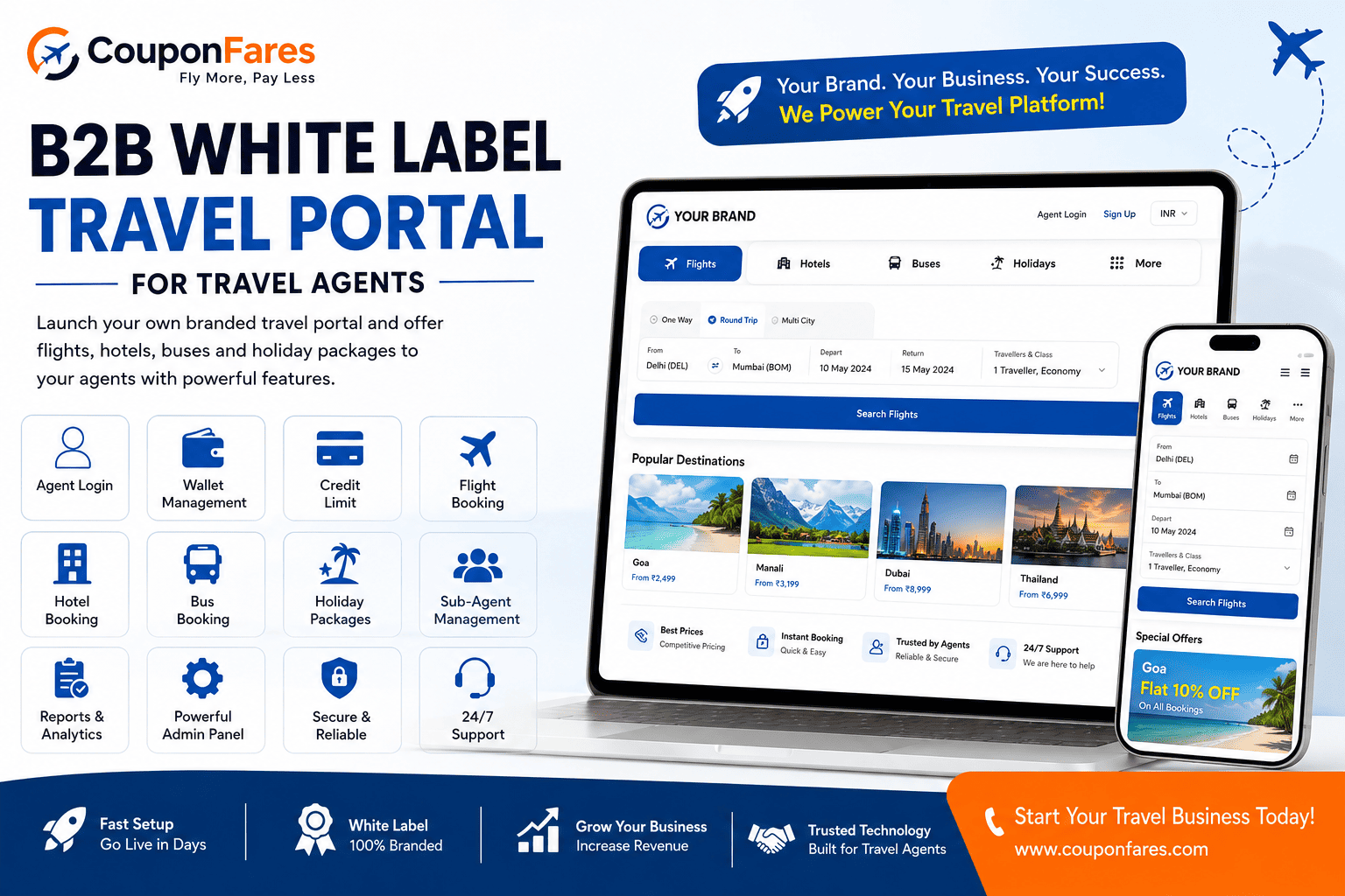 B2B White Label Travel Portal | Travel Agent Portal Software - CouponFares